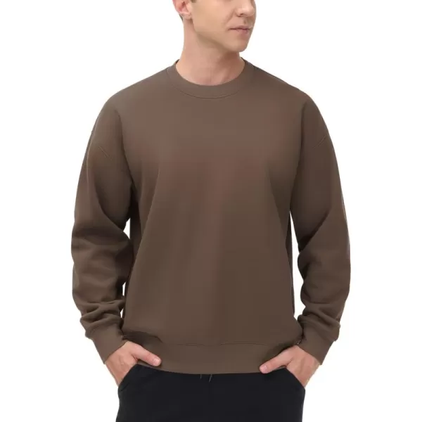 THE GYM PEOPLE Mens Crewneck Loose fit Sweatshirt Lightweight Soft Basic Pullover TopsBrown