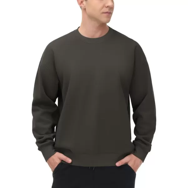 THE GYM PEOPLE Mens Crewneck Loose fit Sweatshirt Lightweight Soft Basic Pullover TopsDark Brown