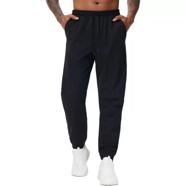 THE GYM PEOPLE Mens Drawstring Workout Joggers Pants Lightweight Tapered Running Lounge Sweatpants with PocketsBlack