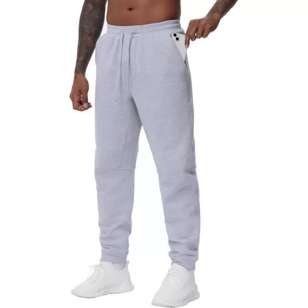 THE GYM PEOPLE Mens Fleece Workout Sweatpants Drawstring Tapered Running Lounge Jogger Pants with PocketsGrey