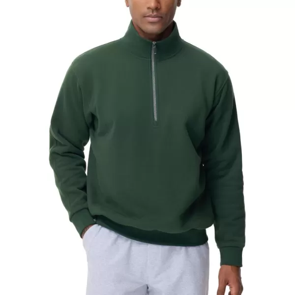 THE GYM PEOPLE Mens Half Zip Fleece Pullover Sweatshirts Midweight Mock Neck Workout Sweat TopsGreen