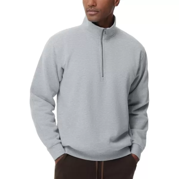 THE GYM PEOPLE Mens Half Zip Fleece Pullover Sweatshirts Midweight Mock Neck Workout Sweat TopsGrey