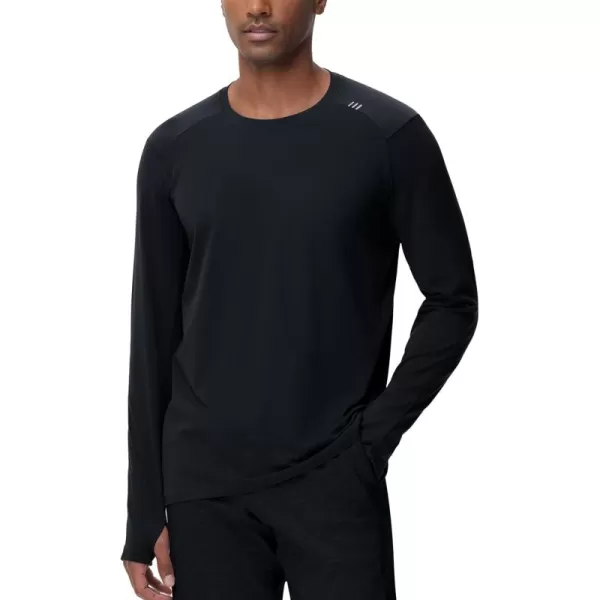 THE GYM PEOPLE Mens Long Sleeve Workout Shirts Moisture Wicking Athletic Running Tee Tops with Thumb HolesBlack