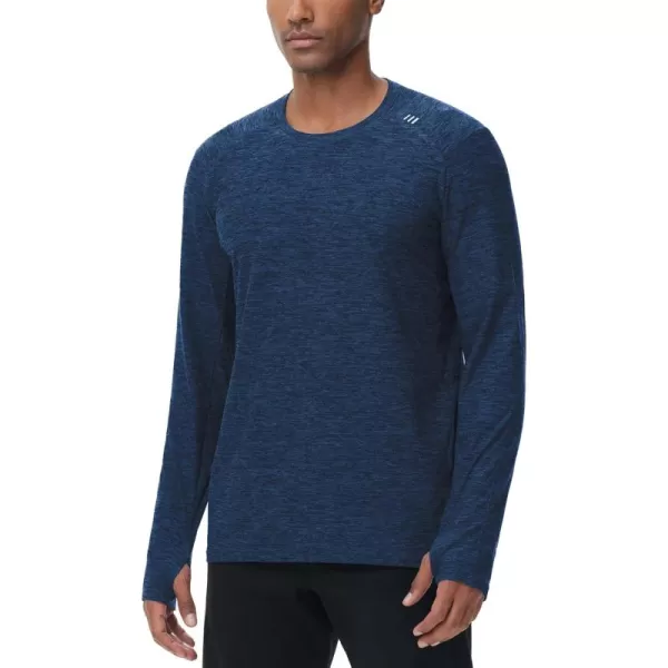 THE GYM PEOPLE Mens Long Sleeve Workout Shirts Moisture Wicking Athletic Running Tee Tops with Thumb HolesDark Blue Heather
