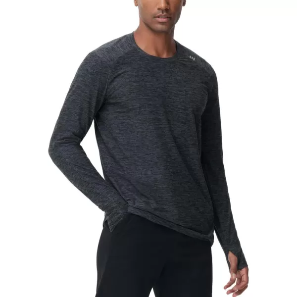 THE GYM PEOPLE Mens Long Sleeve Workout Shirts Moisture Wicking Athletic Running Tee Tops with Thumb HolesDark Grey Heather