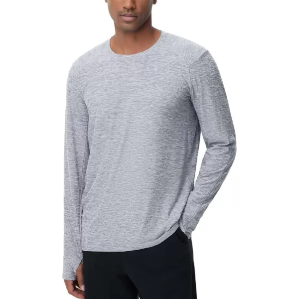 THE GYM PEOPLE Mens Long Sleeve Workout Shirts Moisture Wicking Athletic Running Tee Tops with Thumb HolesLight Grey Heather