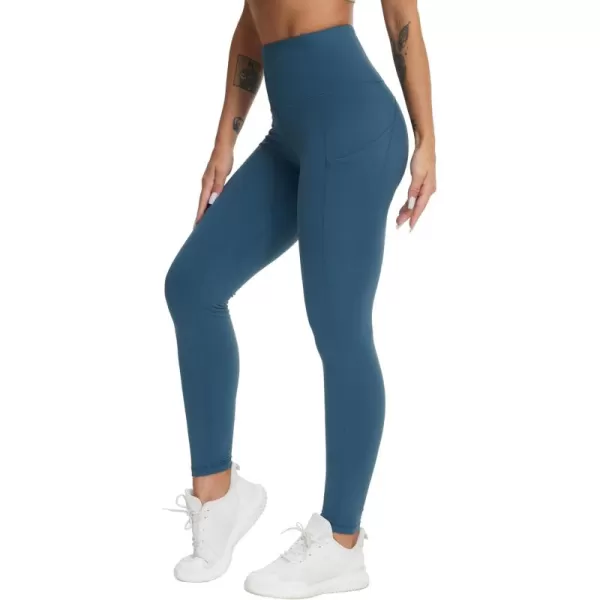 THE GYM PEOPLE Womens High Waist Yoga Pants Buttery Soft Stretchy Tummy Control Workout Athletic Leggings with PocketsDark Blue Green