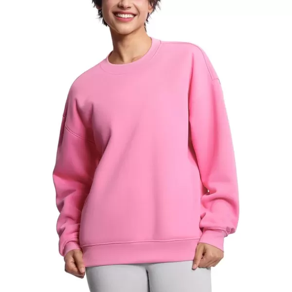 THE GYM PEOPLE Womens Soft Oversized Sweatshirt Crewneck Loose fit Lightweight Pullover TopsWatermelon Pink
