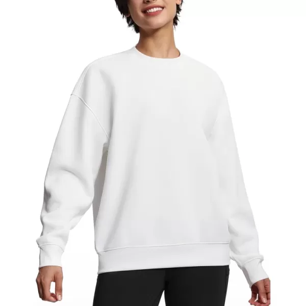 THE GYM PEOPLE Womens Soft Oversized Sweatshirt Crewneck Loose fit Lightweight Pullover TopsWhite