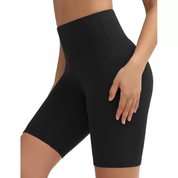 THE GYM PEOPLE Womens Stretchy High Waist Athletic Shorts Tummy Control Workout Biker Shorts for Yoga Running 8quotBlack