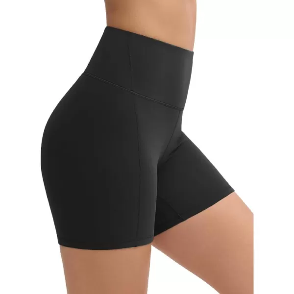 THE GYM PEOPLE Womens Workout Yoga Shorts High Waist Tummy Control Athletic Running Biker Shorts 5quotBlack