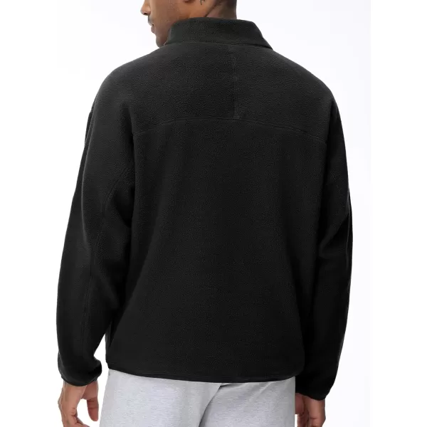 imageTHE GYM PEOPLE Mens Half Zip Fleece Pullover Sweatshirt Stand Collar Winter Sherpa Warm Sweaters with PocketBlack