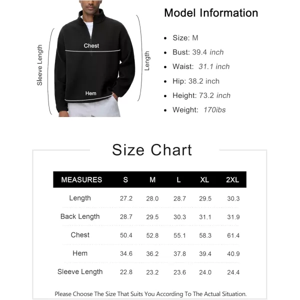 imageTHE GYM PEOPLE Mens Half Zip Fleece Pullover Sweatshirt Stand Collar Winter Sherpa Warm Sweaters with PocketBlack