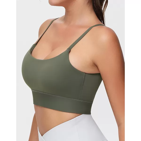 imageTHE GYM PEOPLE Womens Adjustable Longline Sports Bras Scoop Neck Padded Wireless Workout Yoga TopsBean Brown