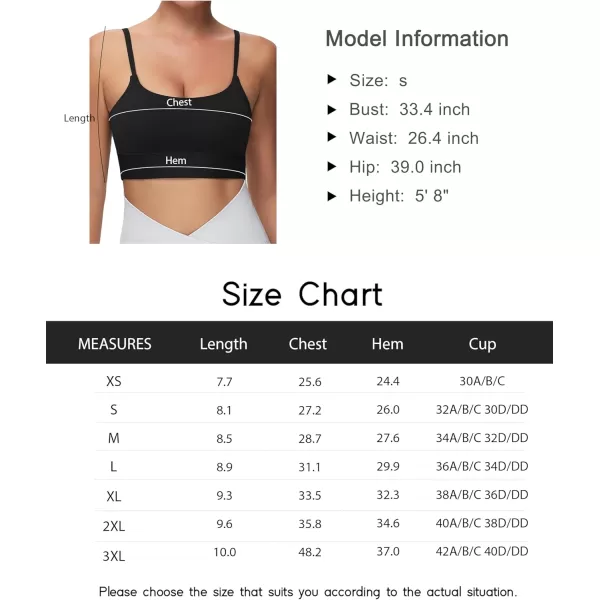 imageTHE GYM PEOPLE Womens Adjustable Longline Sports Bras Scoop Neck Padded Wireless Workout Yoga TopsBlack
