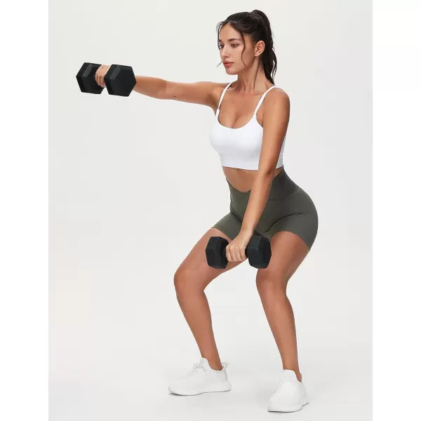 imageTHE GYM PEOPLE Womens Adjustable Longline Sports Bras Scoop Neck Padded Wireless Workout Yoga TopsWhite
