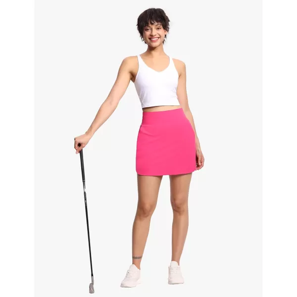 imageTHE GYM PEOPLE Womens Golf Skort Tennis High Waist Lightweight Athletic Casual Skirts Builtin Shorts with 4 PocketsBright Pink