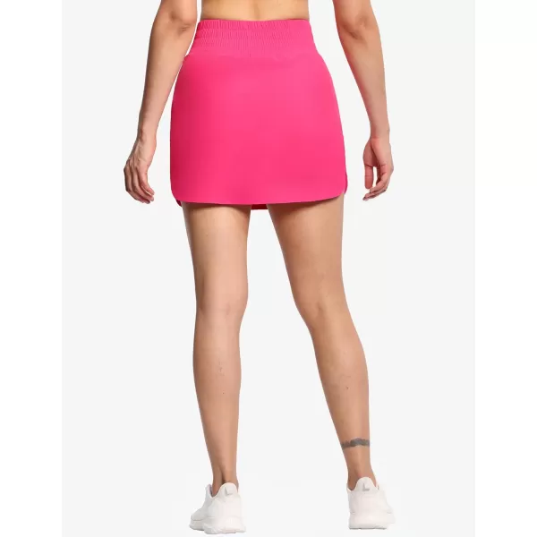 imageTHE GYM PEOPLE Womens Golf Skort Tennis High Waist Lightweight Athletic Casual Skirts Builtin Shorts with 4 PocketsBright Pink