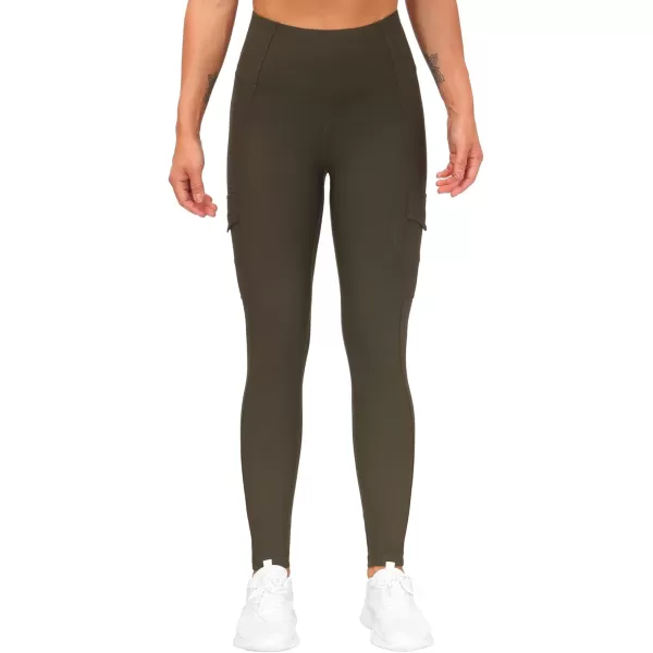 imageTHE GYM PEOPLE Womens High Waist Yoga Pants with Pocket Tummy Control Hiking Leggings for Workout Running Dark Olive Large