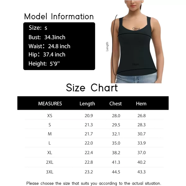 imageTHE GYM PEOPLE Womens Scoop Neck Workout Tank Tops Cute Double Layer Basic Sleeveless Slim fit ShirtsBlack