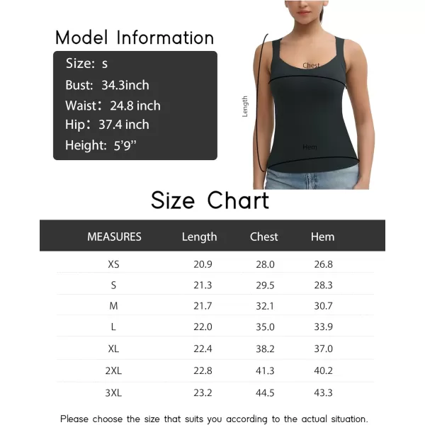 imageTHE GYM PEOPLE Womens Scoop Neck Workout Tank Tops Cute Double Layer Basic Sleeveless Slim fit ShirtsCharcoal Grey