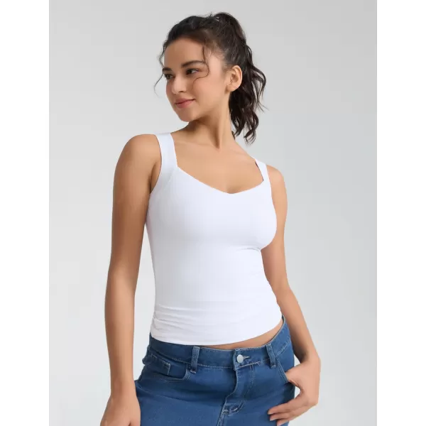 imageTHE GYM PEOPLE Womens Scoop Neck Workout Tank Tops Cute Double Layer Basic Sleeveless Slim fit ShirtsWhite