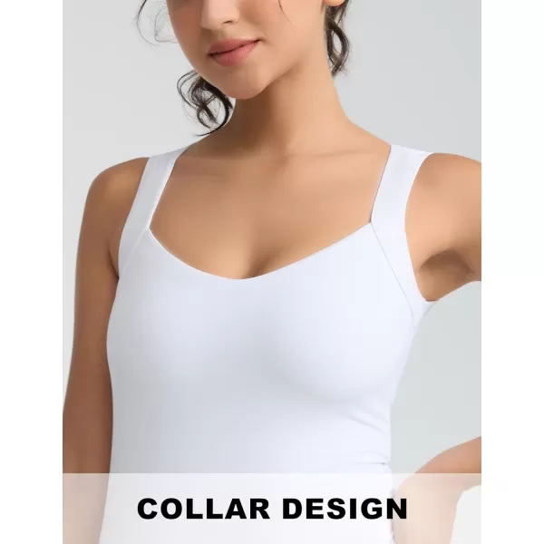 imageTHE GYM PEOPLE Womens Scoop Neck Workout Tank Tops Cute Double Layer Basic Sleeveless Slim fit ShirtsWhite