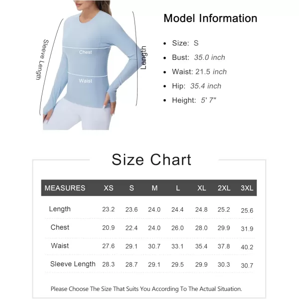 imageTHE GYM PEOPLE Womens Soft Slim Fit Workout Shirts Long Sleeves Crewneck Yoga Athletic Running Tops with Thumb HoleSky Blue