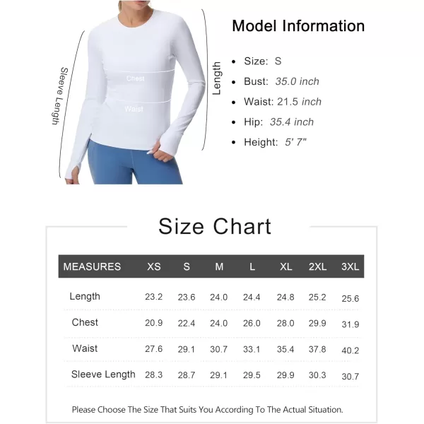 imageTHE GYM PEOPLE Womens Soft Slim Fit Workout Shirts Long Sleeves Crewneck Yoga Athletic Running Tops with Thumb HoleWhite