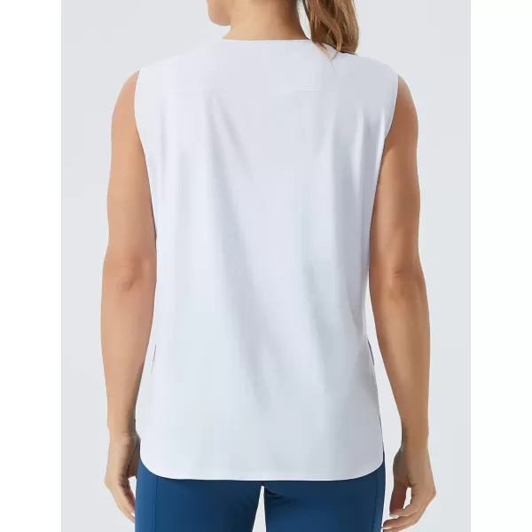 imageTHE GYM PEOPLE Womens Workout Tank Tops Loose Fit Sleeveless Cotton Running Shirts White