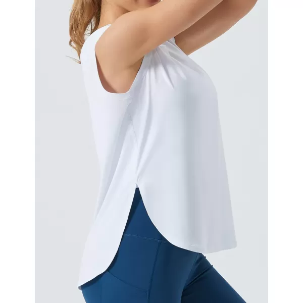 imageTHE GYM PEOPLE Womens Workout Tank Tops Loose Fit Sleeveless Cotton Running Shirts White