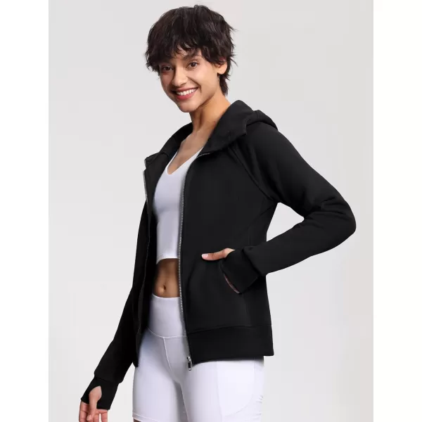 imageTHE GYM PEOPLE Womens Zip Up Hoodies Fleece Workout Jackets Sweatshirts with Pockets Thumb HoleBlack