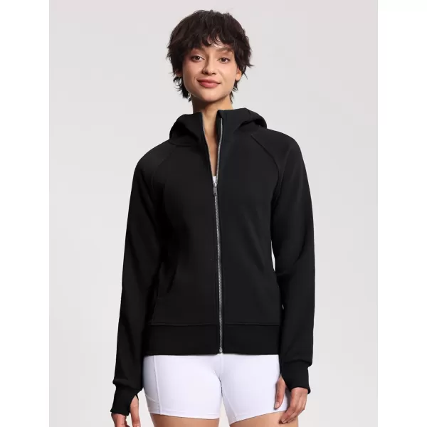 imageTHE GYM PEOPLE Womens Zip Up Hoodies Fleece Workout Jackets Sweatshirts with Pockets Thumb HoleBlack