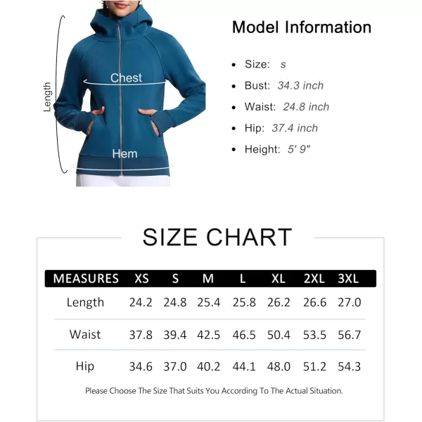 imageTHE GYM PEOPLE Womens Zip Up Hoodies Fleece Workout Jackets Sweatshirts with Pockets Thumb HoleDark Blue Green