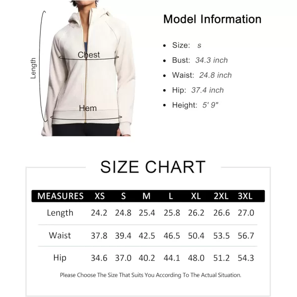 imageTHE GYM PEOPLE Womens Zip Up Hoodies Fleece Workout Jackets Sweatshirts with Pockets Thumb HoleHeather White