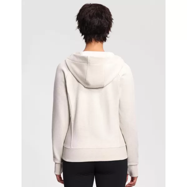 imageTHE GYM PEOPLE Womens Zip Up Hoodies Fleece Workout Jackets Sweatshirts with Pockets Thumb HoleHeather White