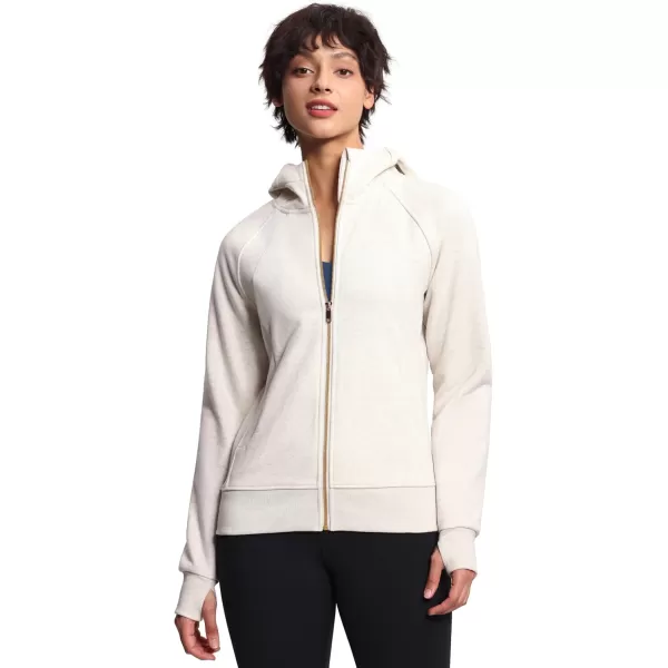imageTHE GYM PEOPLE Womens Zip Up Hoodies Fleece Workout Jackets Sweatshirts with Pockets Thumb HoleHeather White