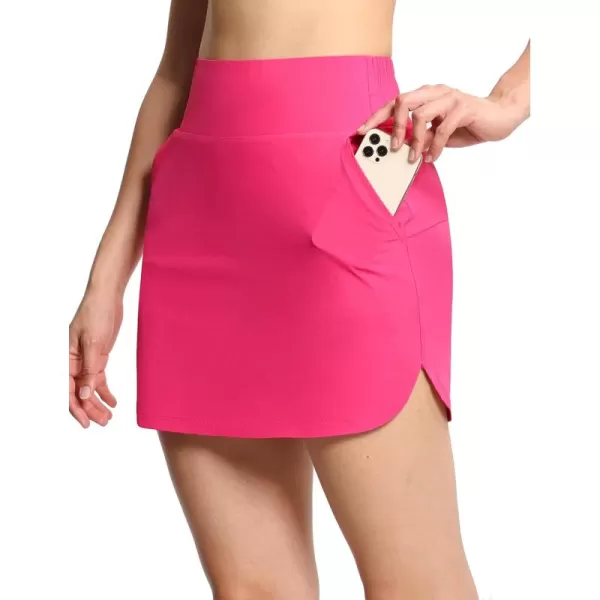 imageTHE GYM PEOPLE Womens Golf Skort Tennis High Waist Lightweight Athletic Casual Skirts Builtin Shorts with 4 PocketsBright Pink