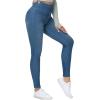 imageTHE GYM PEOPLE Womens High Waisted Jeggings Pants Stretchy Tummy Control Skinny Jean Leggings with PocketsDenim Blue