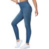 imageTHE GYM PEOPLE Womens High Waisted Jeggings Pants Stretchy Tummy Control Skinny Jean Leggings with PocketsDenim Blue