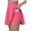 imageTHE GYM PEOPLE Womens Flowy Tennis Skorts High Waisted Pleated Athletic Golf Skirts Builtin Shorts with PocketsBright Pink