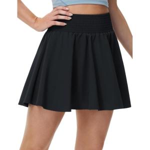 imageTHE GYM PEOPLE Womens Flowy Tennis Skorts High Waisted Pleated Athletic Golf Skirts Builtin Shorts with PocketsBlack
