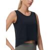 imageTHE GYM PEOPLE Womens Workout Crop Tank Tops Sleeveless Cross Hem Loose Fit Athletic Yoga ShirtsBlack