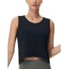 imageTHE GYM PEOPLE Womens Workout Crop Tank Tops Sleeveless Cross Hem Loose Fit Athletic Yoga ShirtsBlack