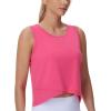 imageTHE GYM PEOPLE Womens Workout Crop Tank Tops Sleeveless Cross Hem Loose Fit Athletic Yoga ShirtsBright Pink