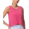 imageTHE GYM PEOPLE Womens Workout Crop Tank Tops Sleeveless Cross Hem Loose Fit Athletic Yoga ShirtsBright Pink