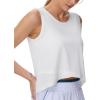 imageTHE GYM PEOPLE Womens Workout Crop Tank Tops Sleeveless Cross Hem Loose Fit Athletic Yoga ShirtsWhite