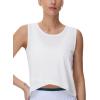 imageTHE GYM PEOPLE Womens Workout Crop Tank Tops Sleeveless Cross Hem Loose Fit Athletic Yoga ShirtsWhite