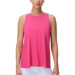 imageTHE GYM PEOPLE Womens Crew Neck Workout Tank Tops Loose Fit Sleeveless Athletic Yoga Running ShirtsBright Pink