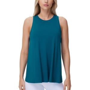 imageTHE GYM PEOPLE Womens Crew Neck Workout Tank Tops Loose Fit Sleeveless Athletic Yoga Running ShirtsDark Blue Green
